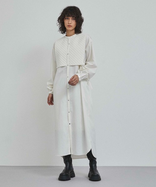 CITY TOKYO（シティトウキョウ）の「キルティングワンピース（ワンピース・レディース・ブラック/オフホワイト・FREE）」の3枚目の写真