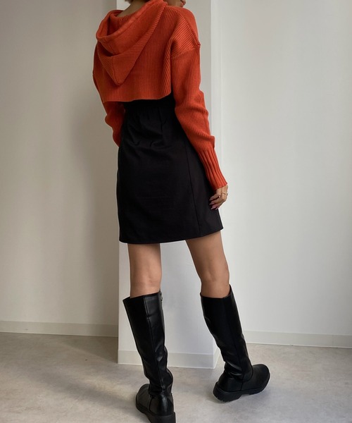 Avvenente(アベネンテ)の「【Avvenente】フーディニットセット(ニット/セーター・レディース・ブラック/ターコイズブルー/テラコッタ・FREE)」の8枚目の写真