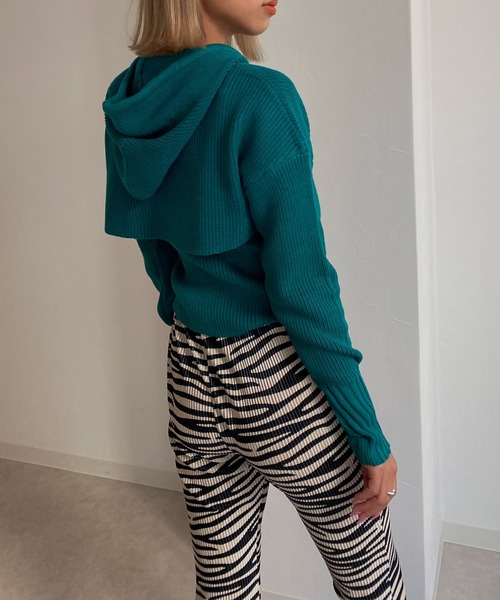 Avvenente(アベネンテ)の「【Avvenente】フーディニットセット(ニット/セーター・レディース・ブラック/ターコイズブルー/テラコッタ・FREE)」の14枚目の写真