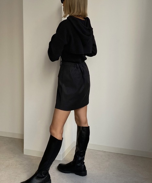 Avvenente(アベネンテ)の「【Avvenente】フーディニットセット(ニット/セーター・レディース・ブラック/ターコイズブルー/テラコッタ・FREE)」の4枚目の写真