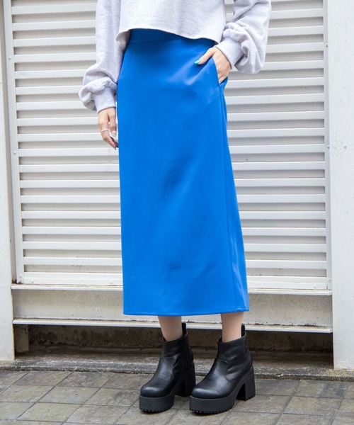 WEGO（ウィゴー）の「WEGO/ハイウエストカラーナロースカート（スカート・レディース・ブラック/ブルー系その他/ケリーグリーン・FREE）」の15枚目の写真