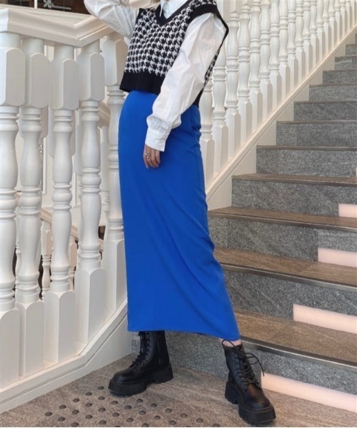 WEGO（ウィゴー）の「WEGO/ハイウエストカラーナロースカート（スカート・レディース・ブラック/ブルー系その他/ケリーグリーン・FREE）」の13枚目の写真