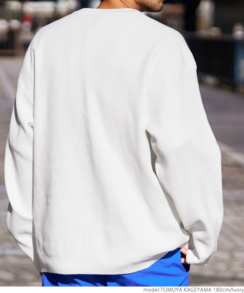 coca（coca）（コカ）の「メンズ スウェットライクニット（ニット/セーター・メンズ・アイボリー/ブラック・ONE SIZE）」の4枚目の写真