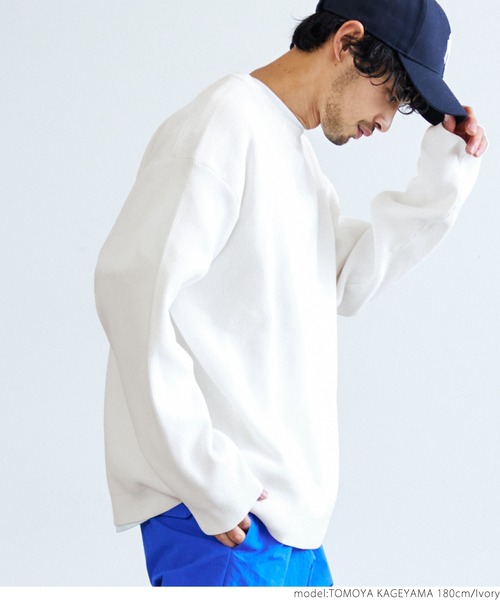 coca（coca）（コカ）の「メンズ スウェットライクニット（ニット/セーター・メンズ・アイボリー/ブラック・ONE SIZE）」の6枚目の写真