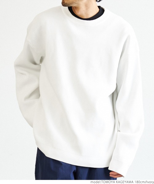 coca（coca）（コカ）の「メンズ スウェットライクニット（ニット/セーター・メンズ・アイボリー/ブラック・ONE SIZE）」の8枚目の写真