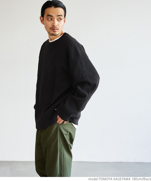 coca（coca）（コカ）の「メンズ スウェットライクニット（ニット/セーター・メンズ・アイボリー/ブラック・ONE SIZE）」の14枚目の写真