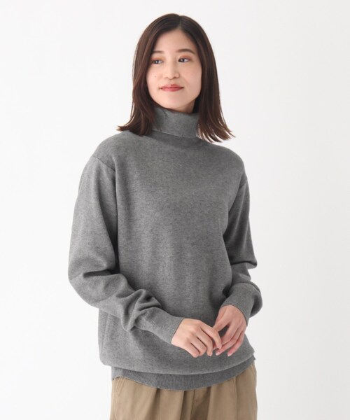 BASECONTROL(ベースコントロール)の「◆レーヨンブレンド ミラノリブ タートルネックニット(ニット/セーター・レディース・アイボリー/ダークグレー/キャメル・99)」の2枚目の写真