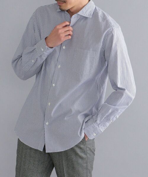 SHIPS(シップス)の「SHIPS:ブラシュド ピンオックス ストライプ セミワイド シャツ(シャツ/ブラウス・メンズ・ブラック/ネイビー/レッド・SMALL/MEDIUM/LARGE/X-LARGE)」の5枚目の写真