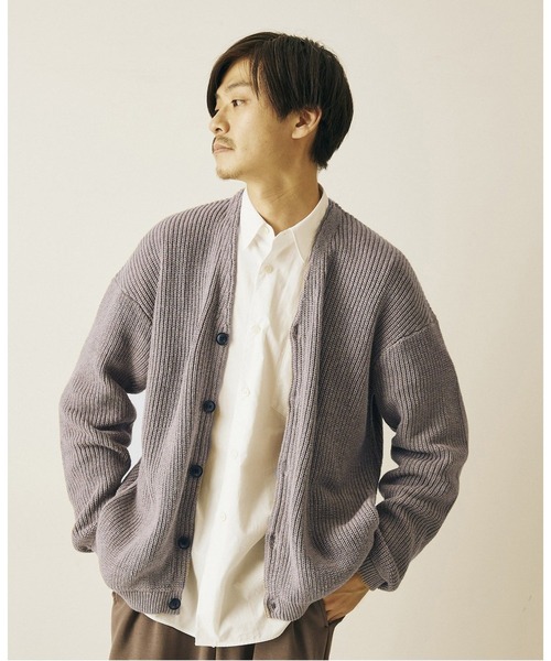 417 EDIFICE（フォーワンセブンエディフィス）の「《追加》コットンカシミヤ アゼ カーディガン（カーディガン/ボレロ・メンズ・チャコールグレー/ブラック/グレー/グリーン/チョコ・SMALL/MEDIUM/LARGE）」の3枚目の写真