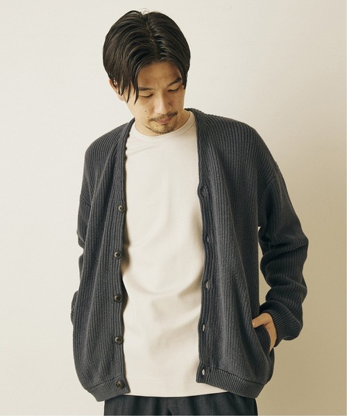 417 EDIFICE（フォーワンセブンエディフィス）の「《追加》コットンカシミヤ アゼ カーディガン（カーディガン/ボレロ・メンズ・チャコールグレー/ブラック/グレー/グリーン/チョコ・SMALL/MEDIUM/LARGE）」の2枚目の写真