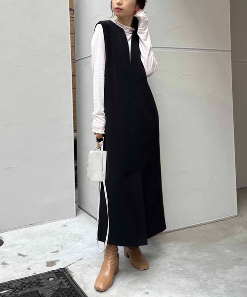 CAPRICIEUX LE'MAGE（カプリシューレマージュ）の「ストレッチメルトンワンピース（ワンピース・レディース・ブラック/ホワイト系その他・FREE）」の19枚目の写真