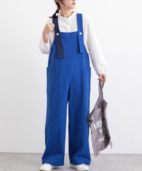 POU DOU DOU（プードゥドゥ）の「コットンワークオーバーオール（サロペット/オーバーオール・レディース・ブラック/ブルー/キナリ・3）」の3枚目の写真