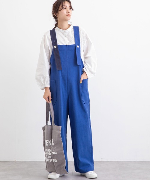 POU DOU DOU（プードゥドゥ）の「コットンワークオーバーオール（サロペット/オーバーオール・レディース・ブラック/ブルー/キナリ・3）」の5枚目の写真