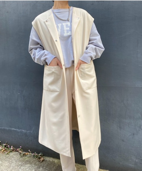 CIAOPANIC（チャオパニック）の「セットアップロングジレ（ベスト・レディース・イエロー/ブルー/アイボリー・FREE）」の10枚目の写真