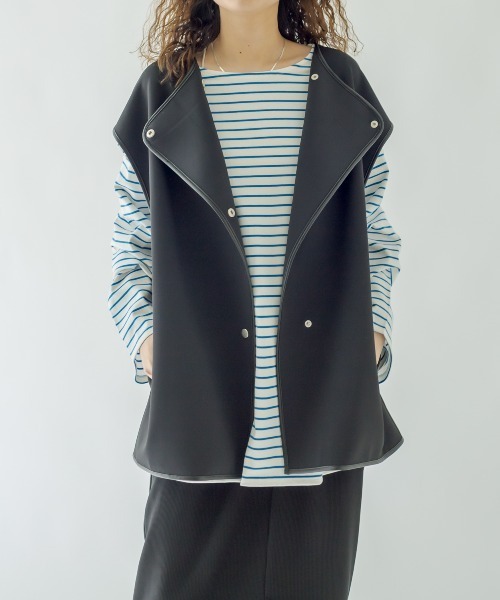 mystic（ミスティック）の「肩開きボーダーロングTシャツ（Tシャツ/カットソー・レディース・オフホワイト/ピンク/ブルー・FREE）」の21枚目の写真