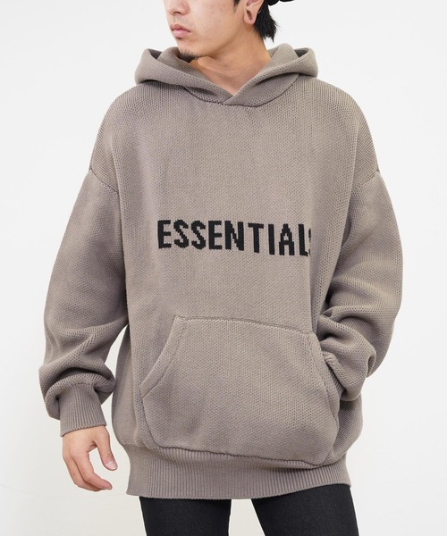 FOG ESSENTIALS(エフオージーエッセンシャルズ)の「FOG ESSENTIALS(エフオージーエッセンシャルズ) フロントロゴプルオーバーニットパーカー(パーカー・メンズ・ブラック/ベージュ/アイボリー・M/L)」の3枚目の写真