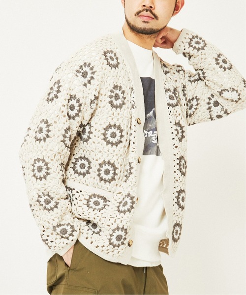 EDIFICE（エディフィス）の「クロシェニット カーディガン（カーディガン/ボレロ・メンズ・ナチュラル/ボルドー/ブラック系その他・LARGE/MEDIUM）」の7枚目の写真