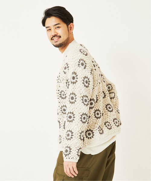 EDIFICE（エディフィス）の「クロシェニット カーディガン（カーディガン/ボレロ・メンズ・ナチュラル/ボルドー/ブラック系その他・LARGE/MEDIUM）」の13枚目の写真