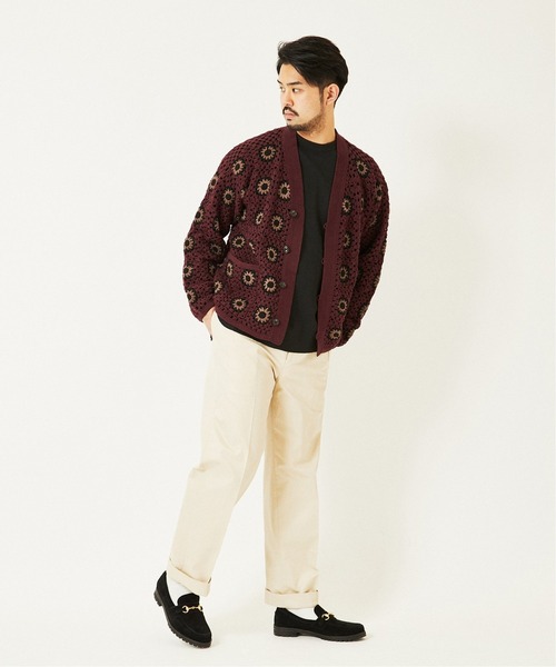 EDIFICE（エディフィス）の「クロシェニット カーディガン（カーディガン/ボレロ・メンズ・ナチュラル/ボルドー/ブラック系その他・LARGE/MEDIUM）」の21枚目の写真