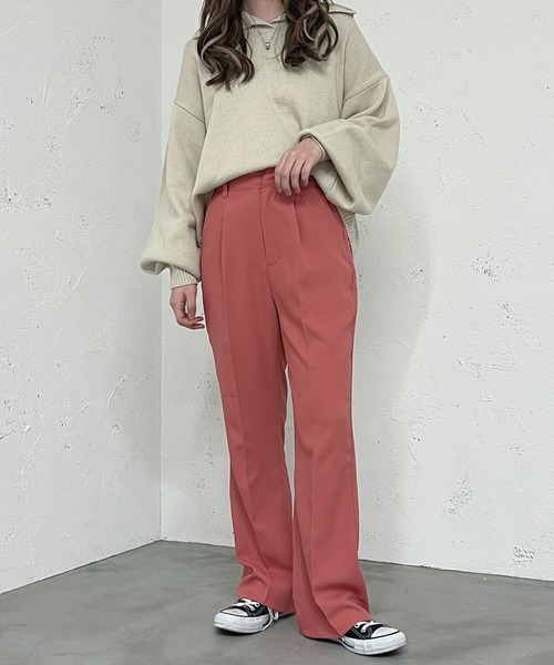 PairPair(ペアペア)の「カラーフレアパンツ(スラックス・レディース・ブラック/パープル/イエロー/アイボリー/スモークピンク・SMALL/MEDIUM)」の20枚目の写真