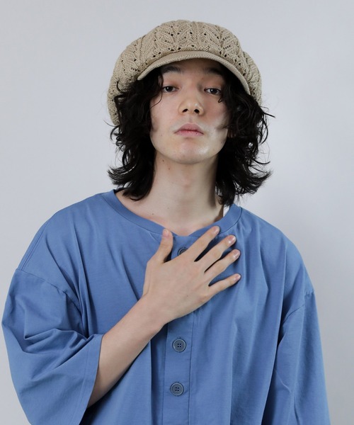 Iroquois（イロコイ）の「EYELET CASQUETTE（キャスケット・メンズ・ブルー/ベージュ/ブラック・FREE）」の5枚目の写真