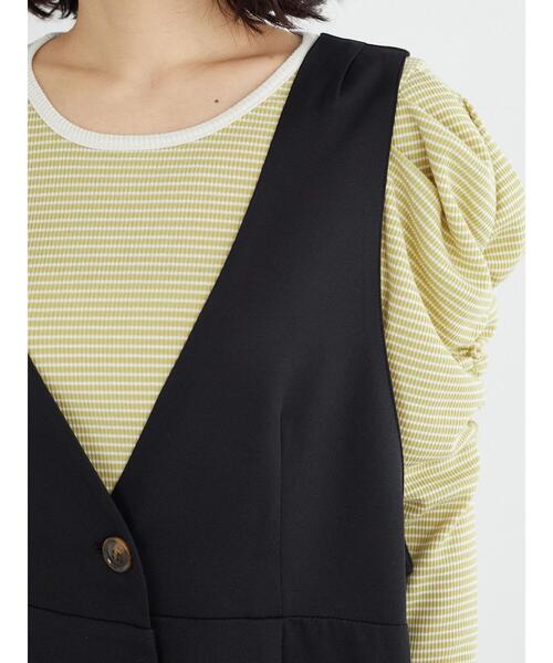 Green Parks(グリーンパークス)の「・ELENCARE DUE フロントボタンジャンスカ(ワンピース・レディース・ブラック/オレンジ/ライトカーキ・FREE)」の4枚目の写真