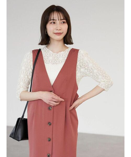 Green Parks(グリーンパークス)の「・ELENCARE DUE フロントボタンジャンスカ(ワンピース・レディース・ブラック/オレンジ/ライトカーキ・FREE)」の13枚目の写真