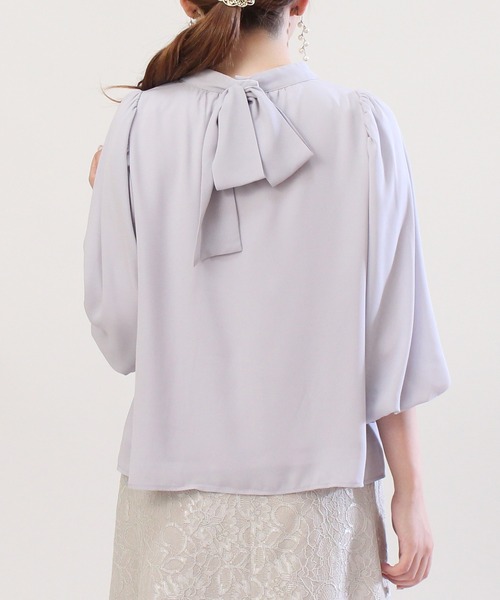 ASTORIA ODIER（アストリアオディール）の「バックリボンボリュームスリーブブラウス（シャツ/ブラウス・レディース・ホワイト/ブラック/ピンク/ラベンダー/ブラウン・MEDIUM）」の20枚目の写真