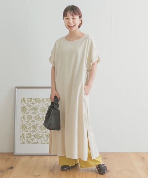 ITEMS URBANRESEARCH(アイテムズ アーバンリサーチ)の「オリガミタックリネンワンピース(ワンピース・レディース・ライトベージュ/ブラック/モカ/グリーン・FREE)」の5枚目の写真