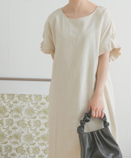 ITEMS URBANRESEARCH(アイテムズ アーバンリサーチ)の「オリガミタックリネンワンピース(ワンピース・レディース・ライトベージュ/ブラック/モカ/グリーン・FREE)」の12枚目の写真