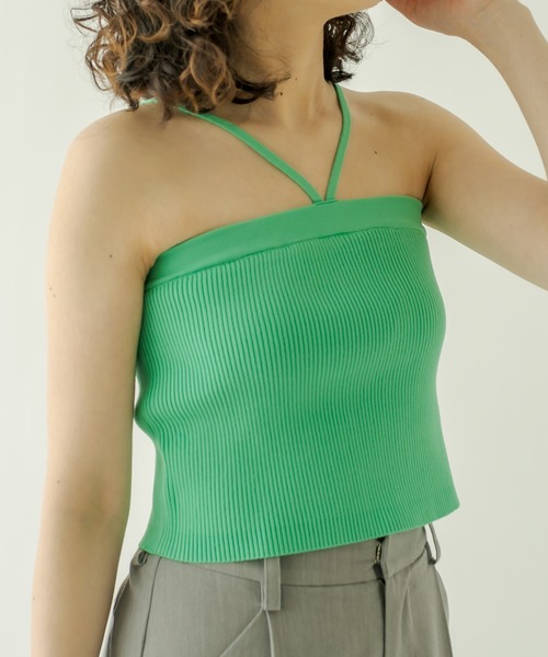 mystic（ミスティック）の「パット付ニットキャミソール（キャミソール・レディース・ブラック/ピンク/アイボリー/オレンジ/グリーン/オフホワイト/ネイビー/イエロー/ラベンダー・FREE）」の5枚目の写真