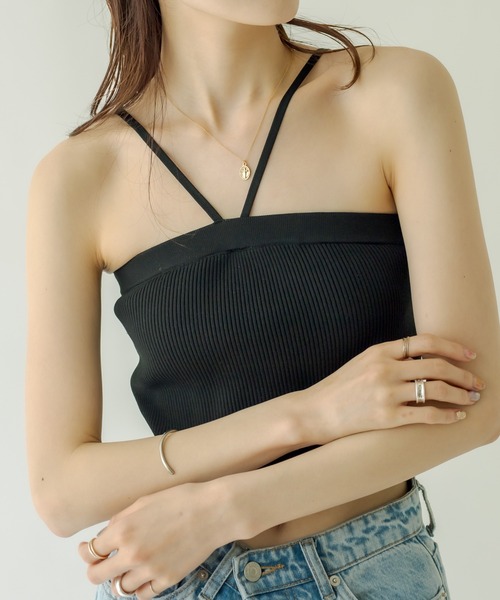 mystic（ミスティック）の「パット付ニットキャミソール（キャミソール・レディース・ブラック/ピンク/アイボリー/オレンジ/グリーン/オフホワイト/ネイビー/イエロー/ラベンダー・FREE）」の11枚目の写真