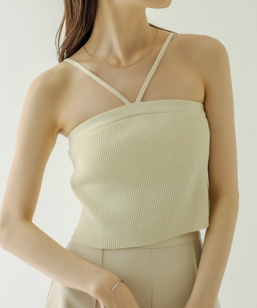 mystic（ミスティック）の「パット付ニットキャミソール（キャミソール・レディース・ブラック/ピンク/アイボリー/オレンジ/グリーン/オフホワイト/ネイビー/イエロー/ラベンダー・FREE）」の14枚目の写真