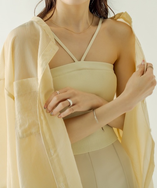 mystic（ミスティック）の「パット付ニットキャミソール（キャミソール・レディース・ブラック/ピンク/アイボリー/オレンジ/グリーン/オフホワイト/ネイビー/イエロー/ラベンダー・FREE）」の15枚目の写真