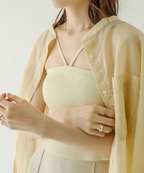 mystic（ミスティック）の「パット付ニットキャミソール（キャミソール・レディース・ブラック/ピンク/アイボリー/オレンジ/グリーン/オフホワイト/ネイビー/イエロー/ラベンダー・FREE）」の17枚目の写真