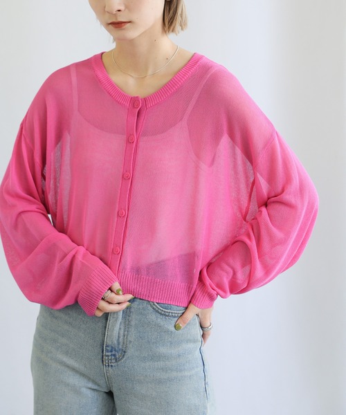select MOCA(セレクトモカ)の「2WAYシアーニットショートカーディガン(カーディガン/ボレロ・レディース・ブラック/ピンク/オレンジ/グリーン/アイボリー・FREE)」の1枚目の写真