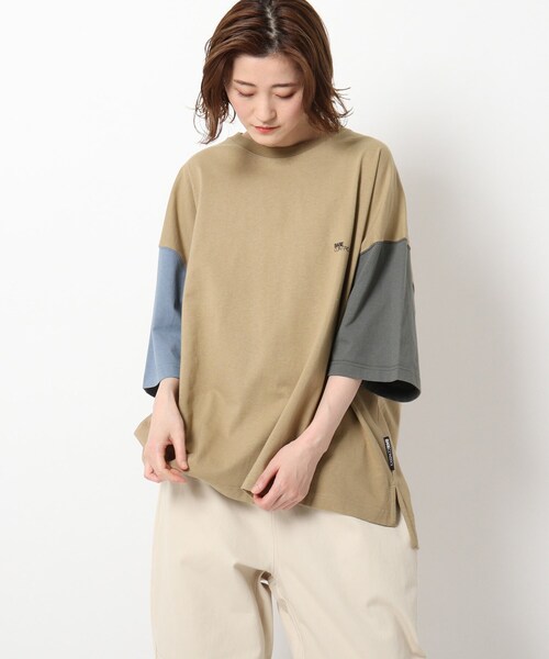 BASECONTROL(ベースコントロール)の「◆スーパービッグシルエット コットン天竺 ロゴプリント半袖Tシャツ(Tシャツ/カットソー・レディース・ブラック/アイボリー/ベージュ系/アイボリー系/ベージュ・99)」の4枚目の写真