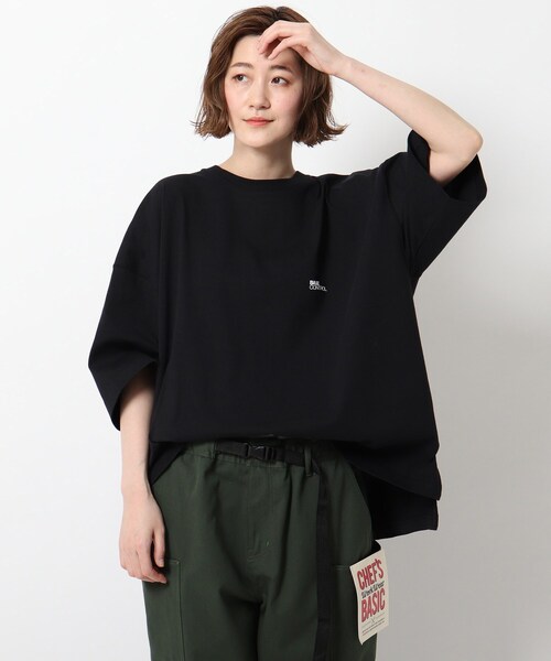BASECONTROL(ベースコントロール)の「◆スーパービッグシルエット コットン天竺 ロゴプリント半袖Tシャツ(Tシャツ/カットソー・レディース・ブラック/アイボリー/ベージュ系/アイボリー系/ベージュ・99)」の3枚目の写真