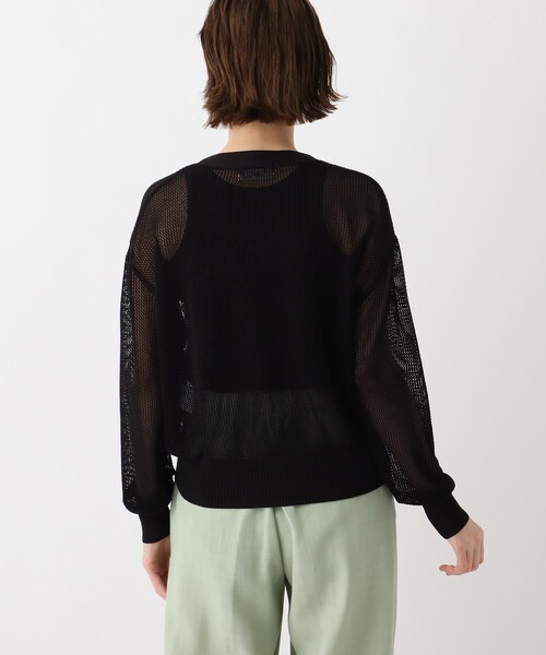 OPAQUE.CLIP(オペークドットクリップ)の「◆透かし編み Vカーディガン(カーディガン/ボレロ・レディース・ブラック/オフホワイト/ブルー/オレンジ系その他5・00)」の7枚目の写真