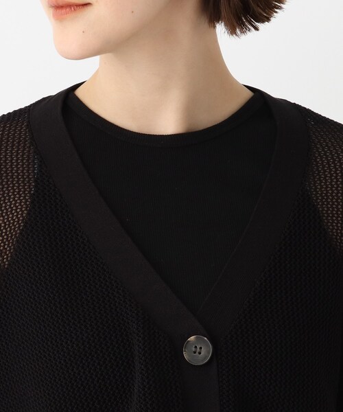 OPAQUE.CLIP(オペークドットクリップ)の「◆透かし編み Vカーディガン(カーディガン/ボレロ・レディース・ブラック/オフホワイト/ブルー/オレンジ系その他5・00)」の5枚目の写真