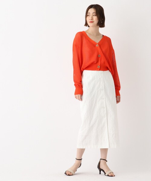 OPAQUE.CLIP(オペークドットクリップ)の「◆透かし編み Vカーディガン(カーディガン/ボレロ・レディース・ブラック/オフホワイト/ブルー/オレンジ系その他5・00)」の15枚目の写真