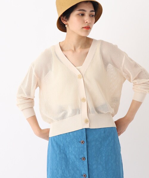 OPAQUE.CLIP(オペークドットクリップ)の「◆透かし編み Vカーディガン(カーディガン/ボレロ・レディース・ブラック/オフホワイト/ブルー/オレンジ系その他5・00)」の21枚目の写真