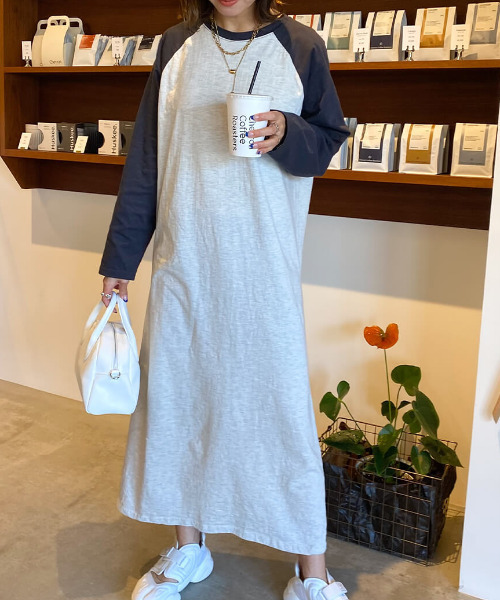 ISOOK（アイスー）の「ラグランカットソーワンピース / Tシャツワンピ ラグラン 大人カジュアル（ワンピース・レディース・アイボリー・FREE）」の2枚目の写真