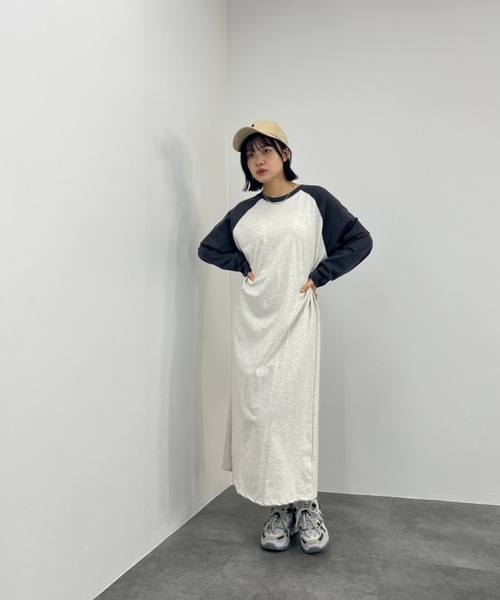 ISOOK（アイスー）の「ラグランカットソーワンピース / Tシャツワンピ ラグラン 大人カジュアル（ワンピース・レディース・アイボリー・FREE）」の8枚目の写真