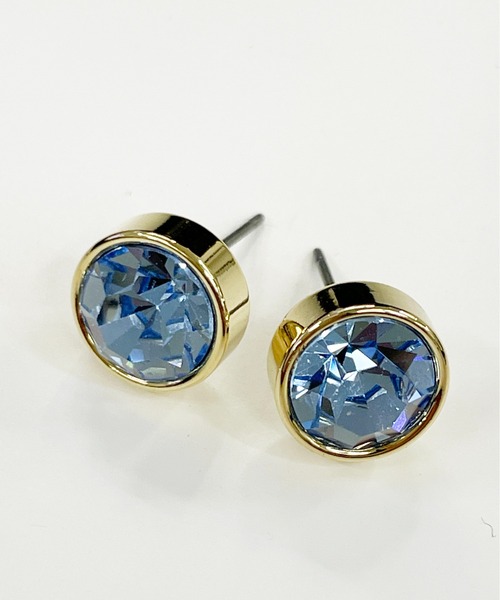 StyleSea（スタイルシー）の「サークルストーンキャッチピアス（ピアス（両耳用）・レディース・ピンク/エメラルド/ブルー/ホワイト/パープル/ゴールド・FREE）」の5枚目の写真