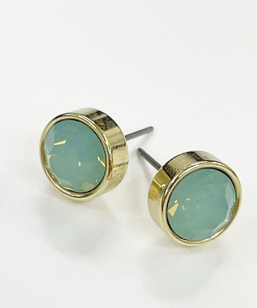 StyleSea（スタイルシー）の「サークルストーンキャッチピアス（ピアス（両耳用）・レディース・ピンク/エメラルド/ブルー/ホワイト/パープル/ゴールド・FREE）」の3枚目の写真