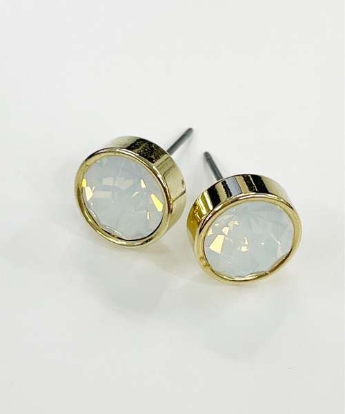 StyleSea（スタイルシー）の「サークルストーンキャッチピアス（ピアス（両耳用）・レディース・ピンク/エメラルド/ブルー/ホワイト/パープル/ゴールド・FREE）」の9枚目の写真