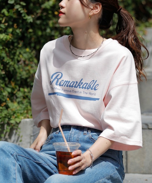 CIAOPANIC TYPY（チャオパニックティピー）の「USAコットンアソートプリントTee（Tシャツ/カットソー・レディース・ホワイト/ピンク/イエロー/チャコールグレー・ONE SIZE）」の4枚目の写真