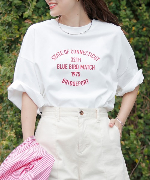 CIAOPANIC TYPY（チャオパニックティピー）の「USAコットンアソートプリントTee（Tシャツ/カットソー・レディース・ホワイト/ピンク/イエロー/チャコールグレー・ONE SIZE）」の6枚目の写真