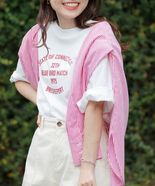 CIAOPANIC TYPY（チャオパニックティピー）の「USAコットンアソートプリントTee（Tシャツ/カットソー・レディース・ホワイト/ピンク/イエロー/チャコールグレー・ONE SIZE）」の8枚目の写真